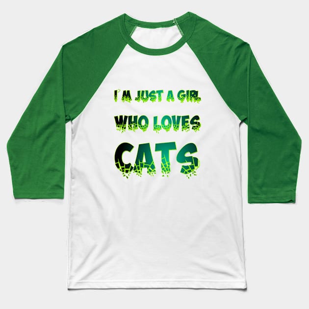 I'm just a girl who loves cats Baseball T-Shirt by Blue Butterfly Designs 